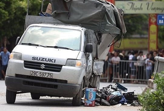 Hiệ trường vụ tai nạn khiến 4 mẹ con tử vong.