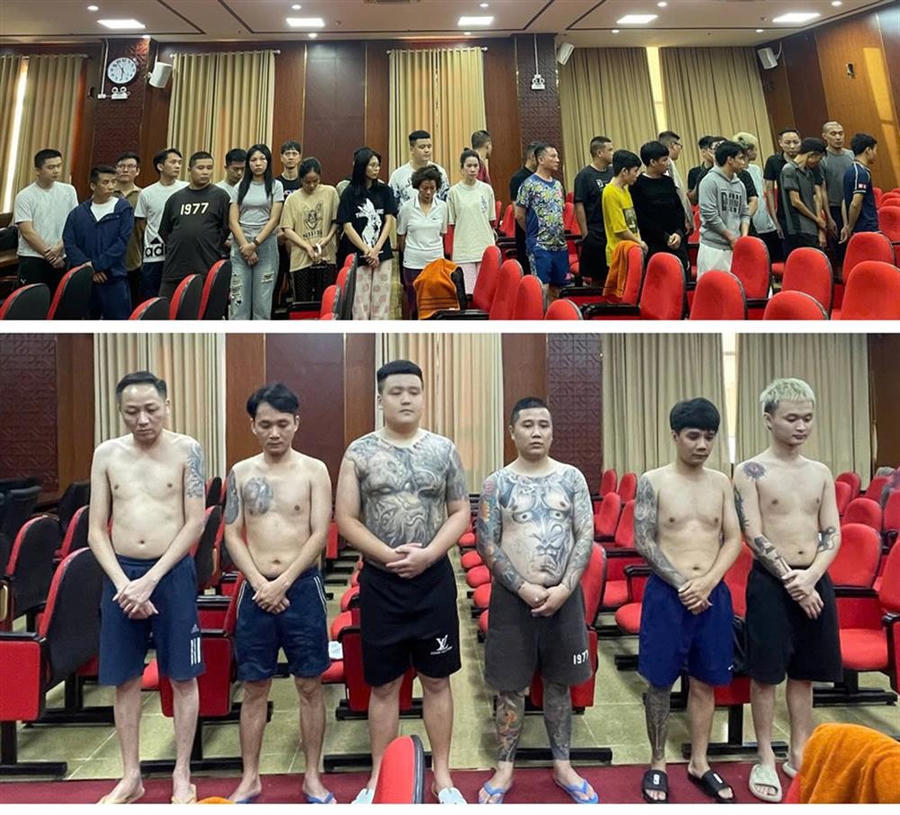 Cục Cảnh sát hình sự phối hợp với Đồn Biên phòng cửa khẩu quốc tế Cầu Treo, Hà Tĩnh và Tổng cục Cảnh sát, Bộ Công an Lào tiếp nhận các đối tượng về Việt Nam. Ảnh: Bộ Công an