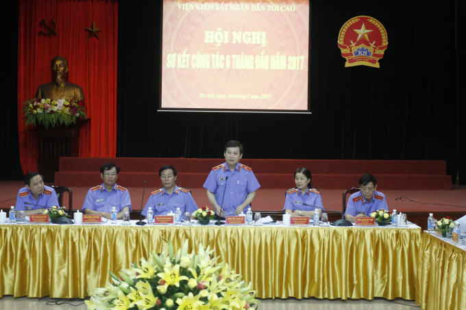 Ông Lê Minh Trí, Viện trưởng VKSND tối cao phát biểu tại Hội nghị.
