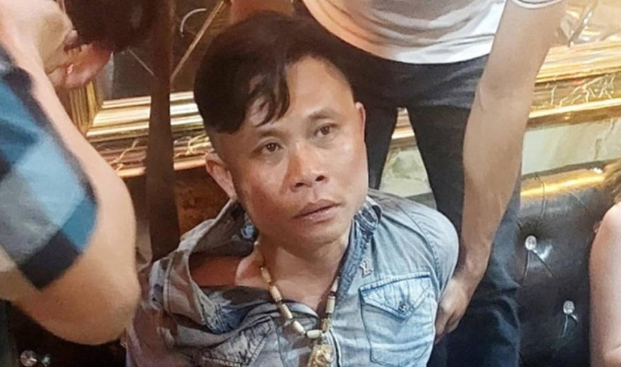 Lê Hoàng Cường (tức Cường Kobe) thời điểm bị lực lượng Công an bắt giữ.