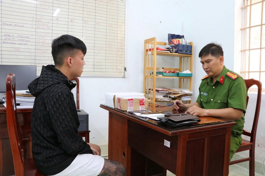 Đối tượng Giàu tại cơ quan Công an.