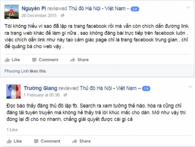 Facebooker chia sẻ về sự thất vọng của mình với fanpage.