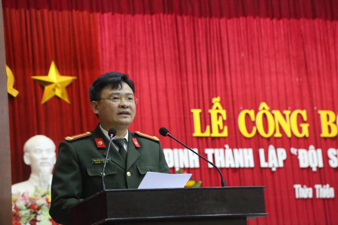 Trung tá Nguyễn Thanh Tuấn – Phó Giám đốc Công an tỉnh Thừa Thiên Huế tại buổi Lễ.