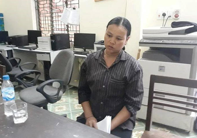 Moong Thị Lý tại cơ quan công an.