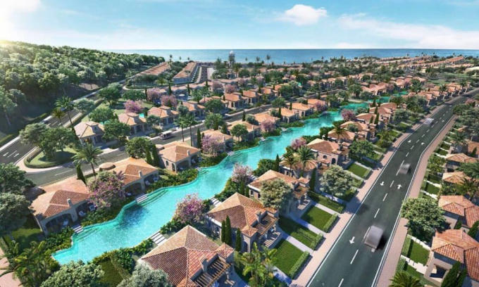 Hồ bơi nối dài tại dự án NovaHills Mui Ne Resort &amp; Villas.