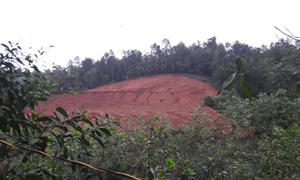 Hàng nghìn mét khối đất đồi đã được san ủi. Ảnh cắt từ clip, ngày 28/12/2016 - PV