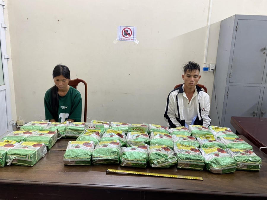 Cặp vợ chồng vận chuyển số lượng ma túy "khủng" - Ảnh Công an Hà Tĩnh.