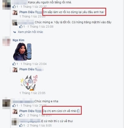 Đoạn trả lời comment của bạn gái Hiệp Gà trên FB là lời khẳng định chắc chắn cho mối tình này. Ảnh: internet.