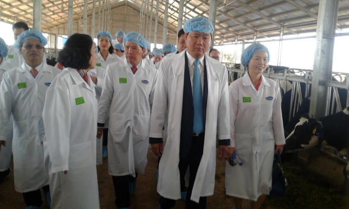 Các đại biểu tham quan trang trại bò sữa Organic tiêu chuẩn Châu Âu tại Việt Nam.