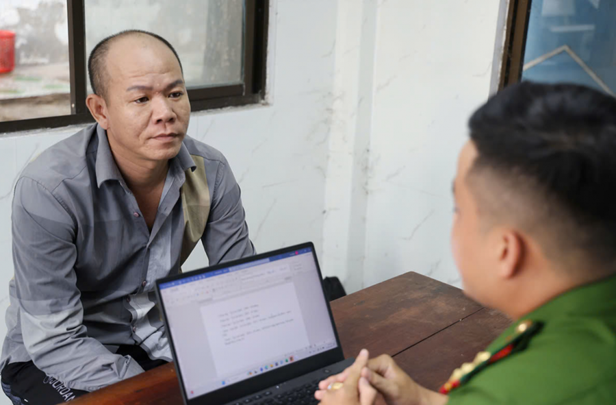 Đối tượng Phạm Thanh Hải Em khai nhận tại Cơ quan Công an