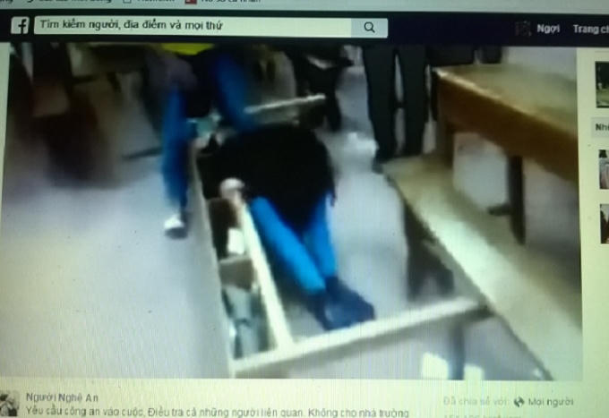 Nữ sinh bị đánh đập dã man (ảnh chụp từ video facebook).