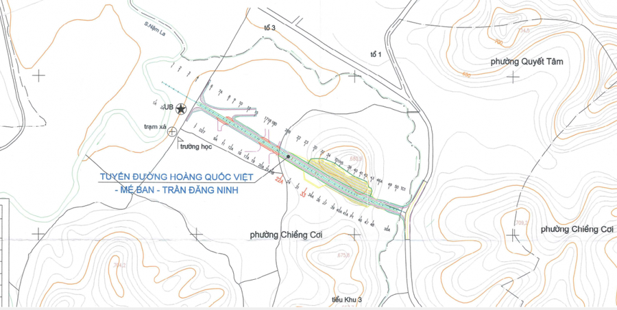 Sơ đồ tuyến đường Hoàng Quốc Việt - Mé Ban - Trần Đăng Ninh