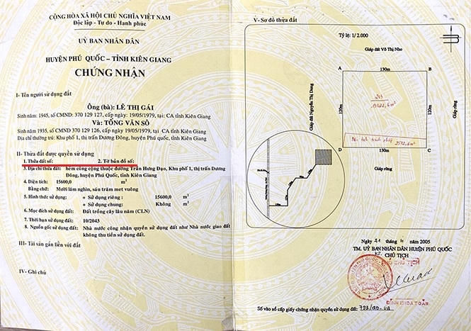 kien giang can lam ro nhieu bat thuong khi cap giay chung nhan quyen su dung dat cho nguoi dan tai phu quoc