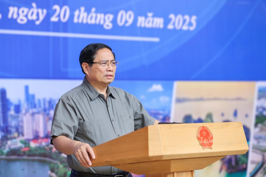 Thủ tướng Phạm Minh Chính, Chủ tịch Hội đồng điều phối vùng Đồng bằng sông Hồng, chủ trì Hội nghị lần thứ 6 của Hội đồng. (Ảnh: VGP/Nhật Bắc)