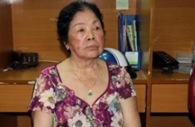 Bà Miết tại cơ quan công an.