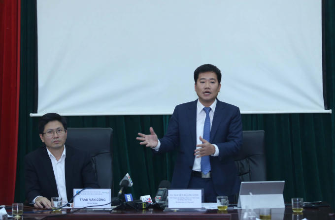 Ông Nguyễn Hoàng Linh- Phó Tổng cục trưởng Tổng cục Tiêu chuẩn Đo lường chất lượng phát biểu tại cuộc gặp gỡ báo chí để thông tin về tiêu chuẩn nước mắm chiều 8/3.