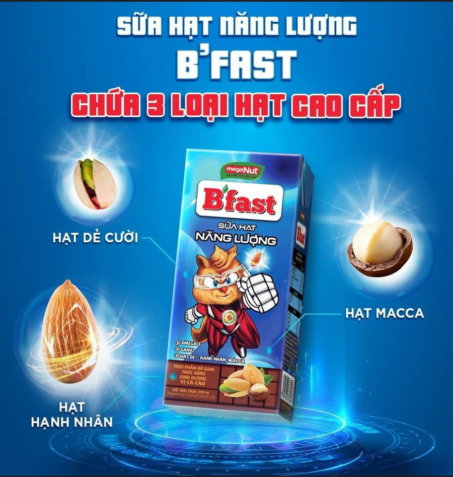 Sữa hạt B’fast với nguyên liệu hạt cao cấp được trồng tại Việt Nam
