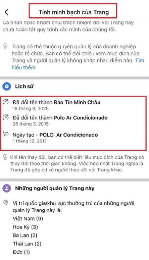 Công an TP Hà Nội hướng dẫn cách kiểm tra tính minh bạch của trang facebook giả mạo Bảo Tín Minh Châu.