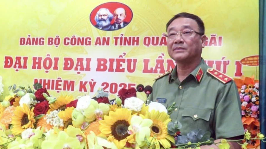 Thượng tướng Phạm Thế Tùng, Thứ trưởng Bộ Công an, phát biểu chỉ đạo đại hội. Ảnh: H.P