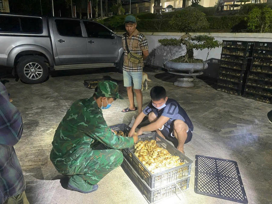 Đối tượng cùng tang vật vụ án.