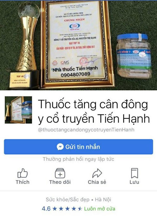 Nhiều người tiêu dùng bị mắc bẫy coi mình như con chuột bạch vì những chiêu trò quảng cáo của thảo dược tăng cân dành cho người gầy - Đông y cổ truyền của bà Nguyễn Thị Hạnh được tặng cúp vàng trong tốp 10 thương hiệu an toàn.