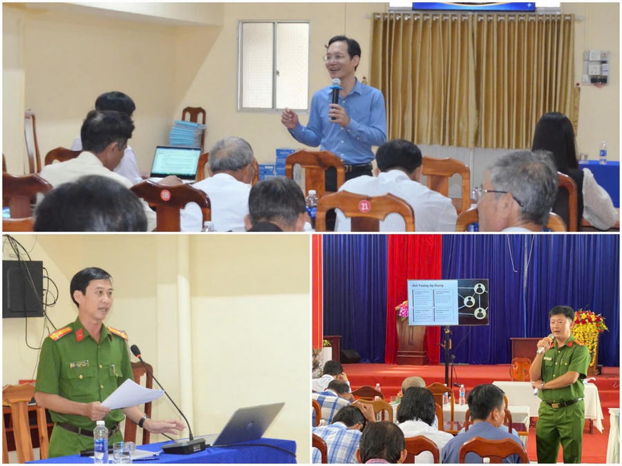 Các Báo cáo viên triển khai các quy định pháp luật về họ, hụi, biêu, phường và xử phạt vi phạm hành chính.