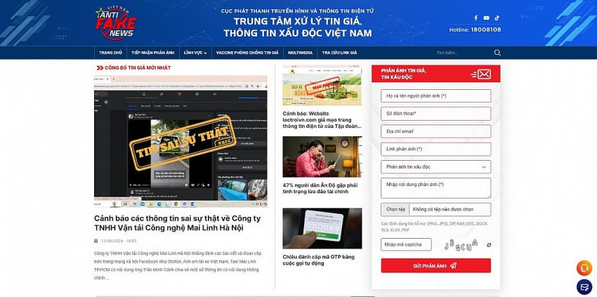 Trung tâm xử lý tin giả, thông tin xấu độc Việt Nam nâng cấp trang tin tingia.gov.vn và ra mắt 3 kênh mạng xã hội chống tin giả.
