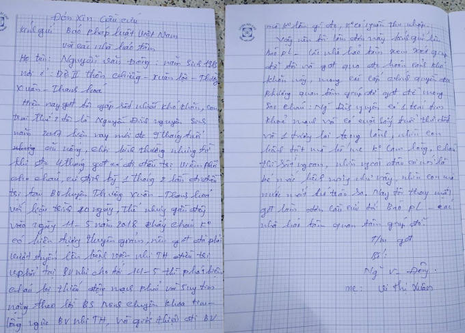 Bức tâm thư đẫm nước mắt mà anh Đông gửi đến Tòa soạn Pháp luật Plus.