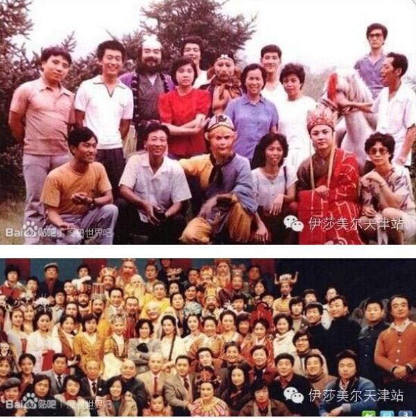 Ê kip làm phim Tây Du kí 1986 được chụp ở 2 thời điểm cách nhau 30 năm ( 1982 - 2012). Ảnh: internet.