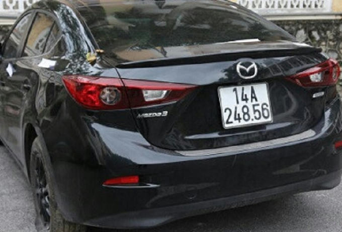 Chiếc xe tang vật tại cơ quan Công an.