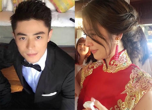 Cặp đôi Cbiz hạnh phúc trong ngày cưới.