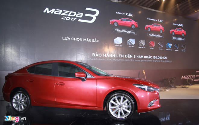 Mazda 3 2017 có giá bán từ 690 triệu đồng ở Việt Nam. Ảnh: Zing.vn