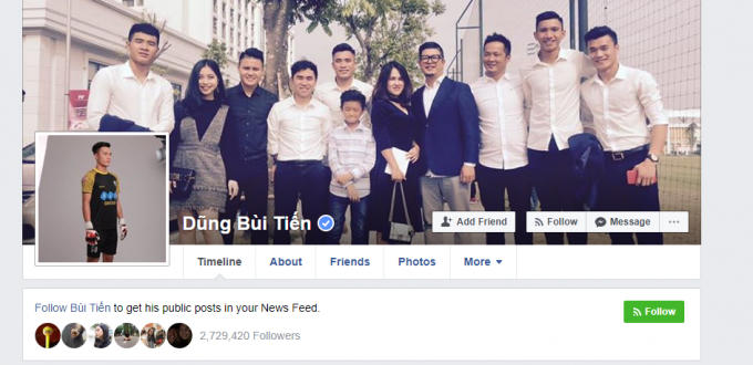 Bùi Tiến Dũng là cầu thủ có lượng người theo dõi tăng chóng mặt nhất, còn khiến nhiều sao trong giới showbiz phải ghen tị.