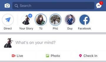Giao diện tính năng mới Story của Facebook.