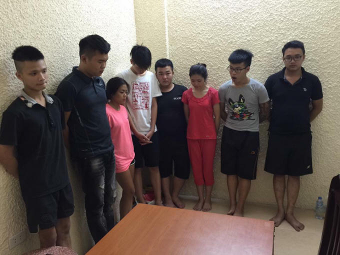 Các đối tượng bị bắt giữ tại cơ quan điều tra.