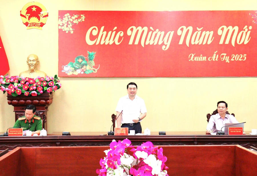 Phó Chủ tịch Uỷ ban nhân dân tỉnh Lê Trung Hồ phát biểu chỉ đạo tại cuộc họp