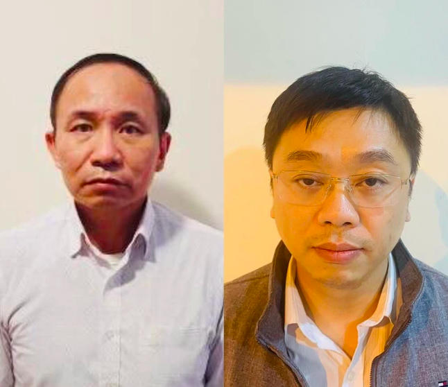 Ông Nguyễn Trọng Đường, phó Vụ trưởng Vụ Kế hoạch Tài chính – Bộ Thông tin và Truyền thông (TT&amp;amp;TT) và ông Ngô Quang Huy, nguyên Phó Giám đốc VNCERT, phó Chánh văn phòng Bộ TT&amp;amp;TT bị khởi tố, tạm giam. Ảnh: Bộ Công an.