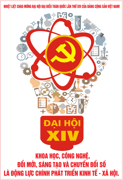 Tác phẩm: Nhiệt liệt chào mừng Đại hội đại biểu toàn quốc lần thứ XIV của Đảng Cộng sản Việt Nam! Tác giả: Võ Tá Lục - Hà Tĩnh. (Ảnh: (Ảnh: Bộ VHTT&DL)