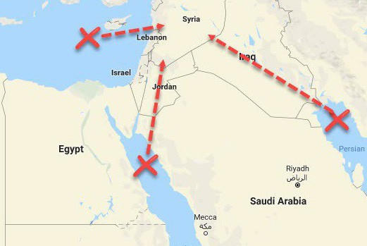 3 hướng tấn công của Mỹ và liên quân nhằm vào Syria hôm 14/4 (Ảnh: New.com.au)
