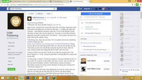 Thông tin tố cáo trên trang mạng của CGM.