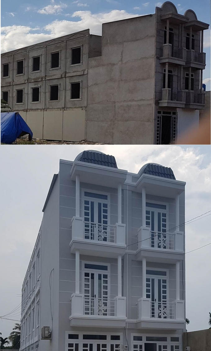 Một công trình nhà ở riêng lẻ khác tại phường Thạnh Lộc trước và sau khi được phản ánh kiểm tra.
