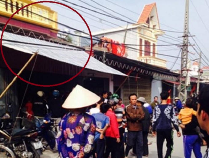 Ngôi nhà (khoanh đỏ) nơi xảy ra sự việc.