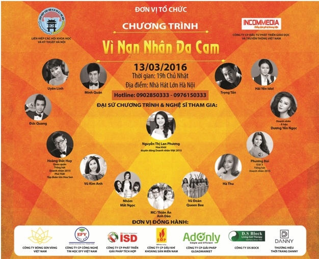 Rất nhiều nghệ sĩ tham gia chương trình vào 19h ngày 13/03/2016 tại Nhà hát lớn Hà Nội.