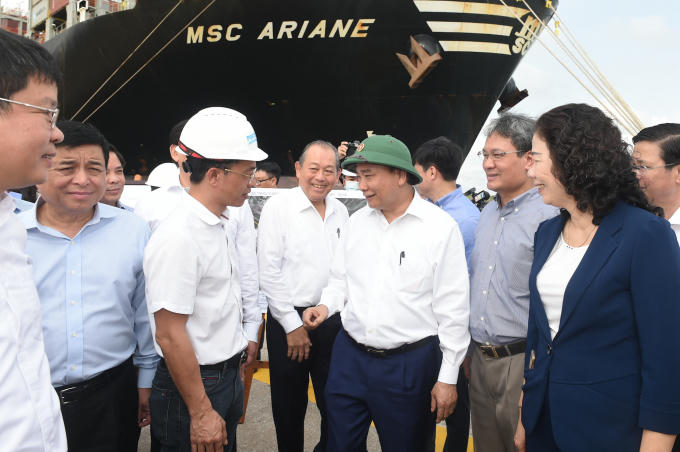 Tổng công suất cụm cảng quốc tế Cái Mép-Thị Vải hiện 8,3 triệu Teus/năm, trong đó năm 2020 đạt mức thông quan 7,55 triêu Teu, tương đương 91%. Ảnh: VGP/Quang Hiếu