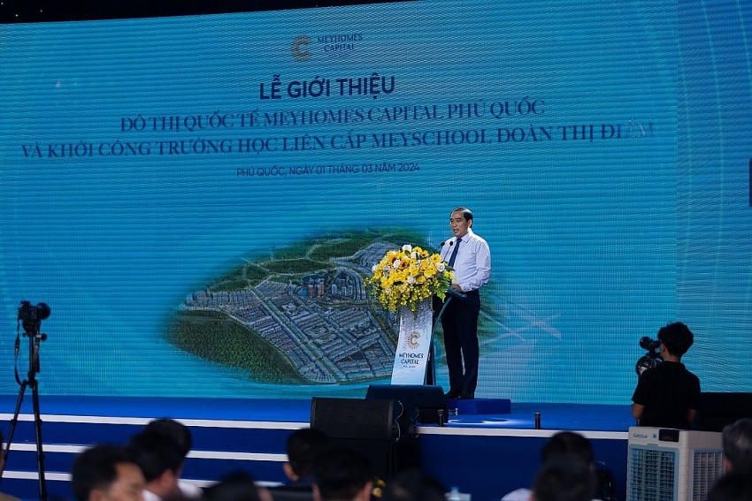 Ông Huỳnh Quang Hưng - Phó Bí thư Thành ủy, Chủ tịch UBND TP Phú Quốc phát biểu tại sự kiện