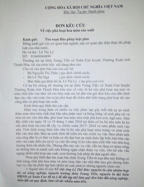 Thanh Hóa: Liên tiếp những vụ phá hoại hoa màu bằng thuốc diệt cỏ