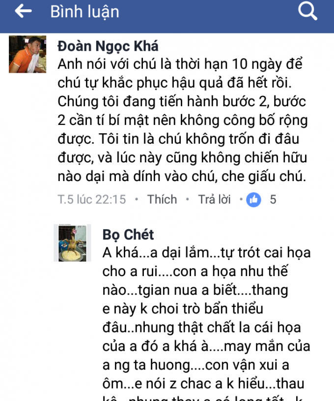 Bọ Chét dọa dẫm người quản trị diễn đàn Hội Chăn nuôi dê. (Ảnh: chụp từ facebook).