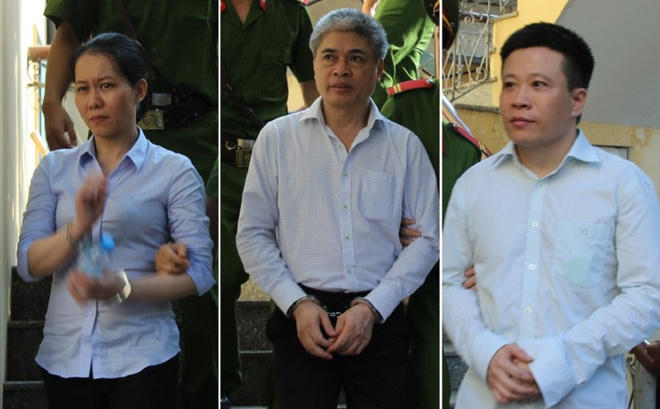Ba cựu lãnh đạo của Oceanbank: Nguyễn Minh Thu, Nguyễn Xuân Sơn và Hà Văn Thắm.