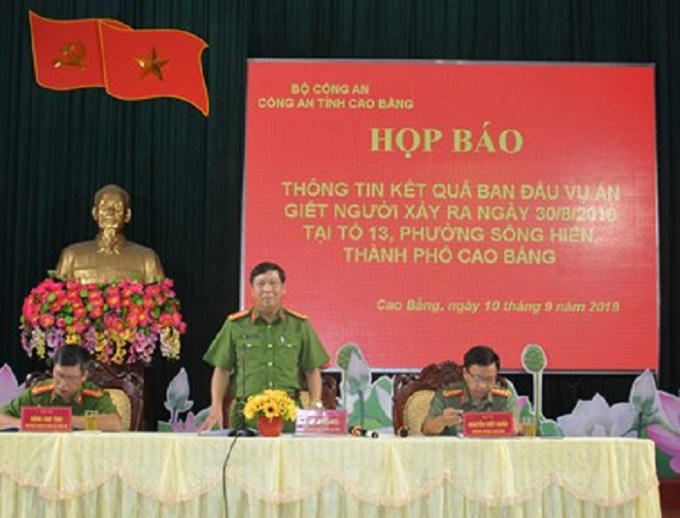 Công an tỉnh Cao Bằng tổ chức họp báo thông tin vụ việc bác sĩ giết vợ rồi ném xác xuống sông.