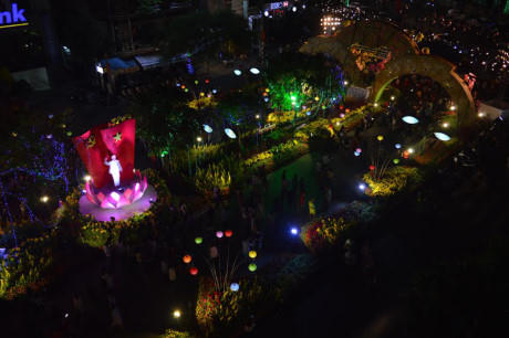 Một góc đường hoa nhìn từ trên cao.